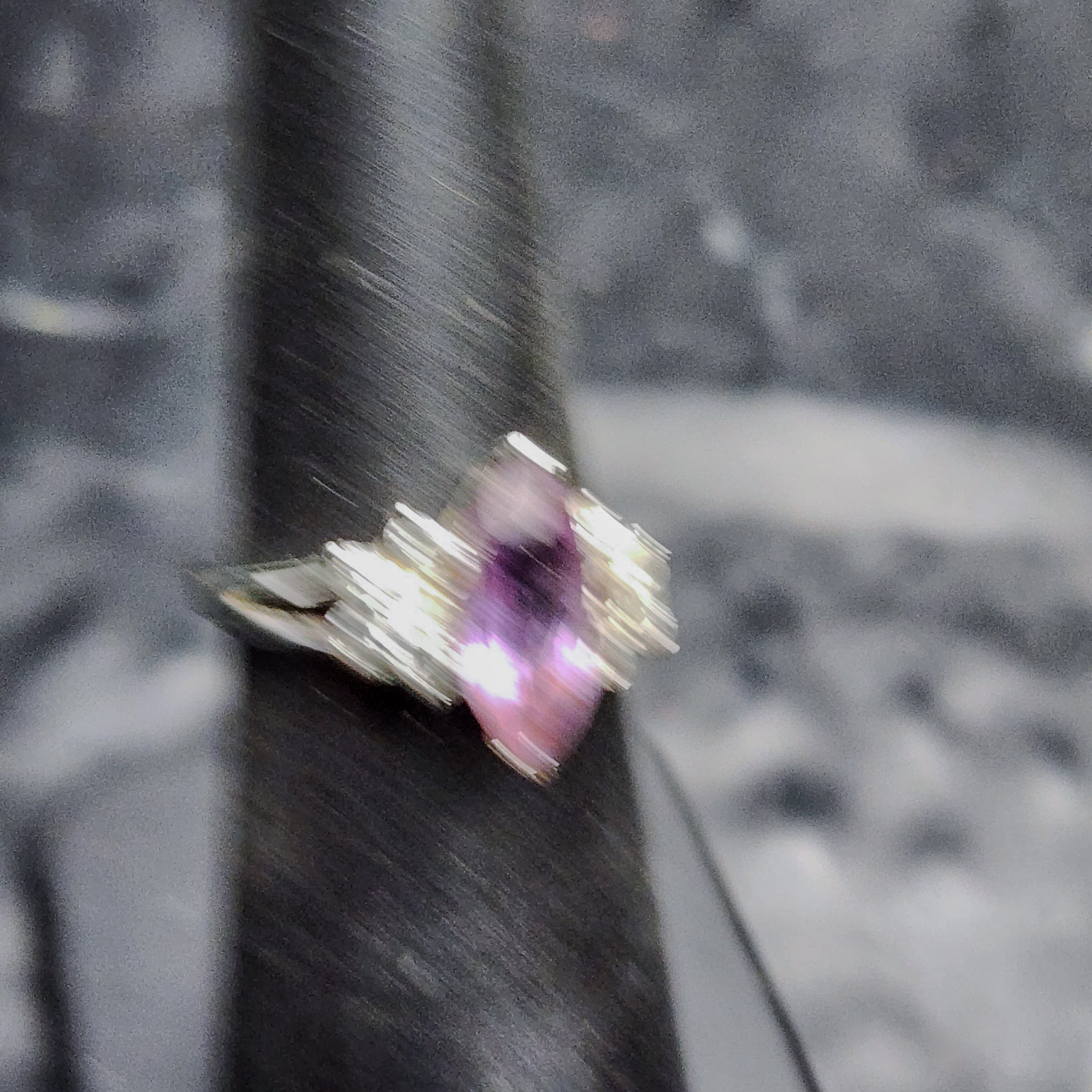 Sterling Silver 925 Marquis Cut Amethyst CZ Ring Purple Gemstone Size 7 💎 - Picture 3 of 5